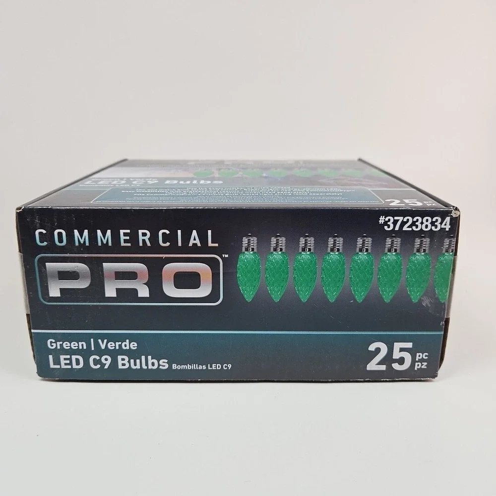 GEMMY‎ Commercial Pro 25 Ct C9 Green LED String Christmas Light Bulbs E17 Base